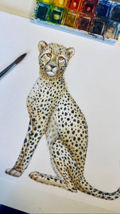 Originele aquarel schilderij cheetah
