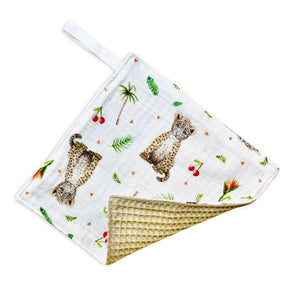 speendoekje hydrofiel Mies to Go fopspeen knuffel baby kraamcadeau zwanger moeder knuffelen wafelstof bijtring eerste tandjes handgeschilderd aquarel luipaard panter jungle