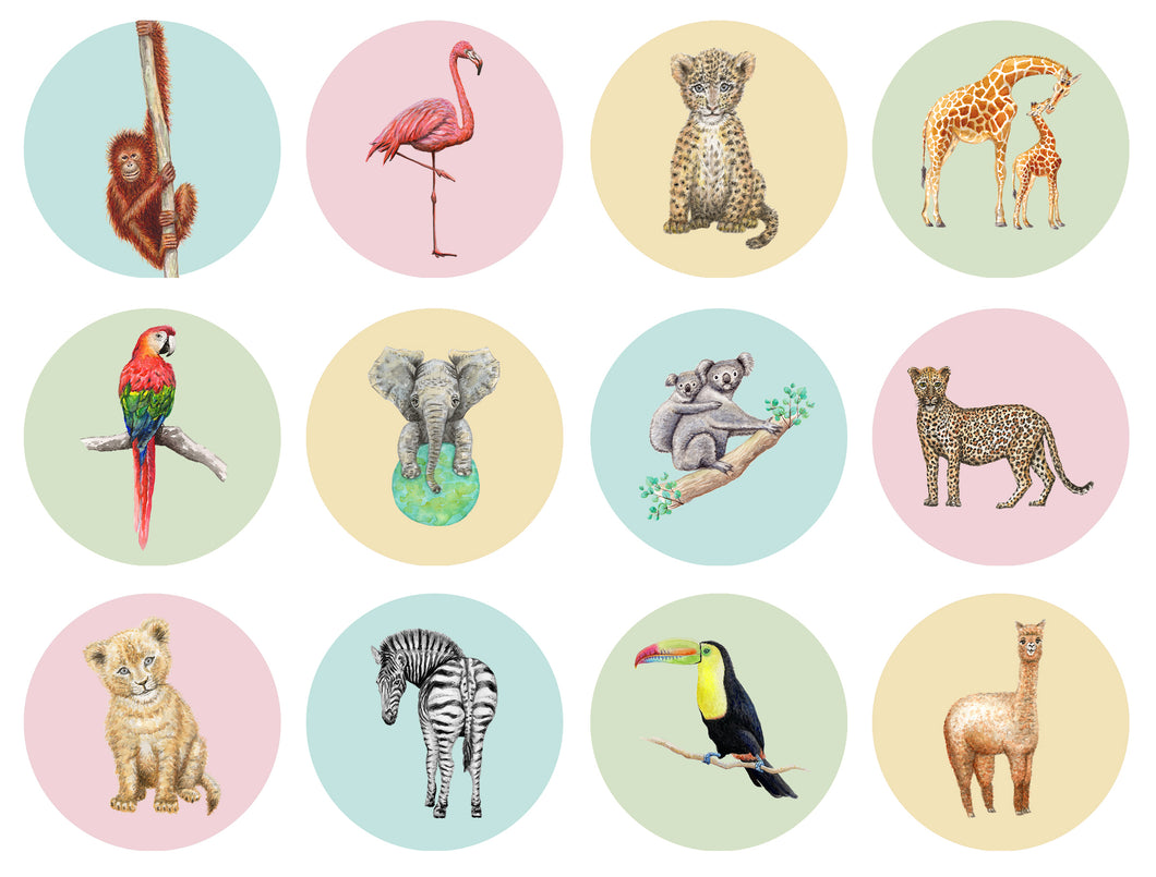 Stickers jungledieren 24 stuks