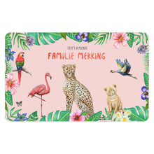 Load image into Gallery viewer, Picnic blanket with cheetah flamingo lion print and personalized name
