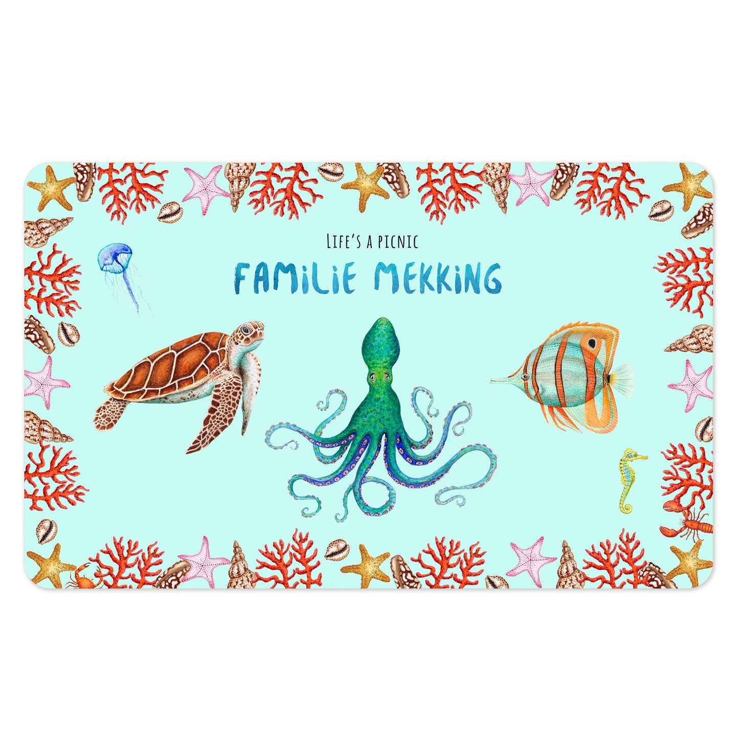 Picnic blanket with cheetah flamingo lion print and personalized name