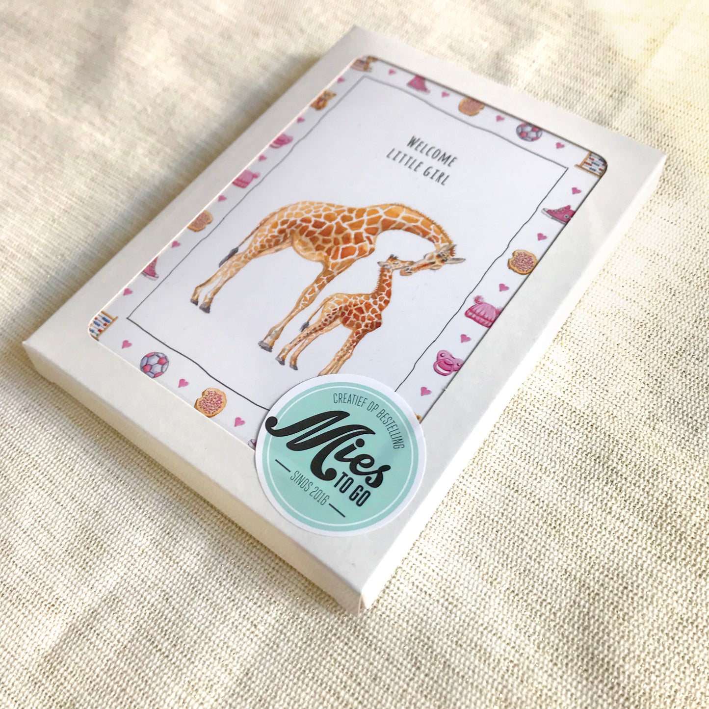 10 wenskaarten baby giraf met envelop