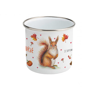 Emaille-Tasse Eichhörnchen Kaninchen Hirsch mit Namen