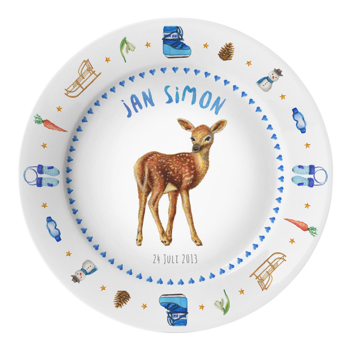 Kinderbordje hertje winter met naam