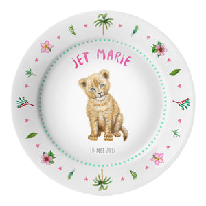 Kids personalized dinner name plate lion