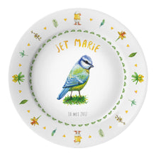 Load image into Gallery viewer, Kids personalized dinner name plate blue tit
