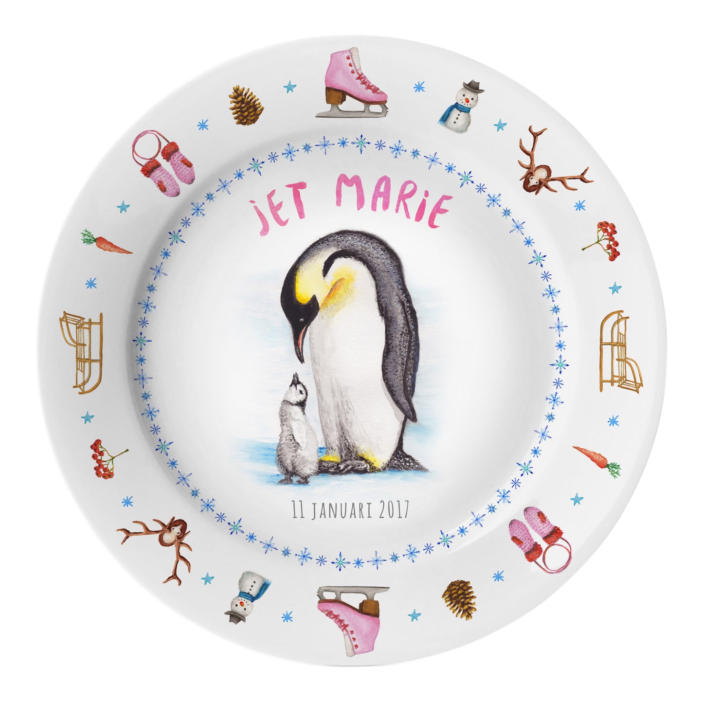 Kinderteller Pinguin mit Namen