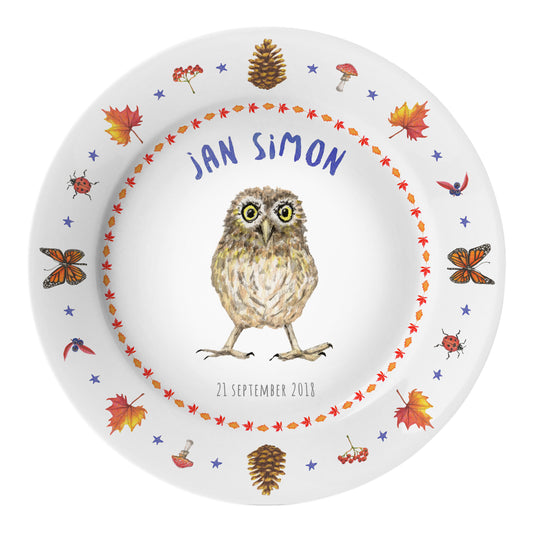 Personalised kids plate owl