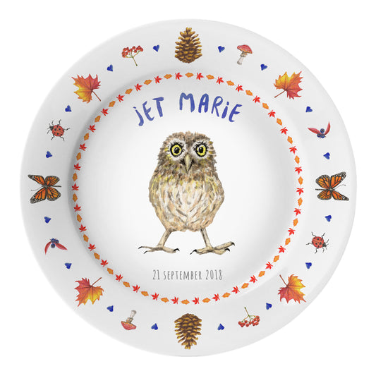 Personalised kids plate owl