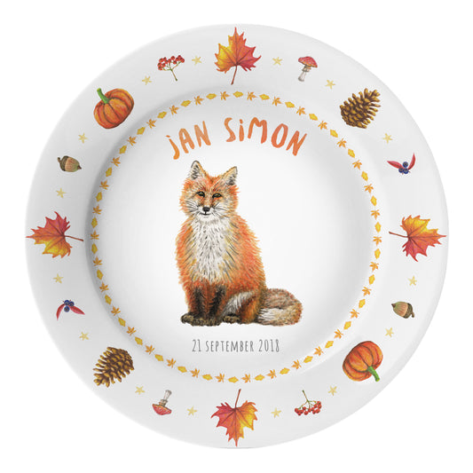 Personalised kids plate fox