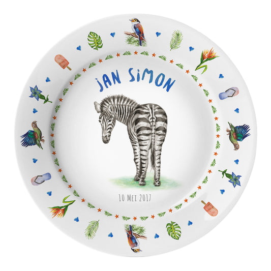 Personalised kids plate zebra