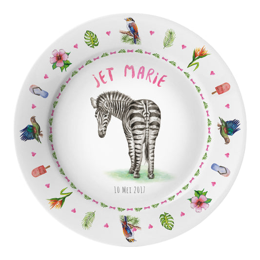 Personalised kids plate zebra