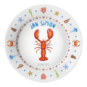 Children's dinner plate lobster with name