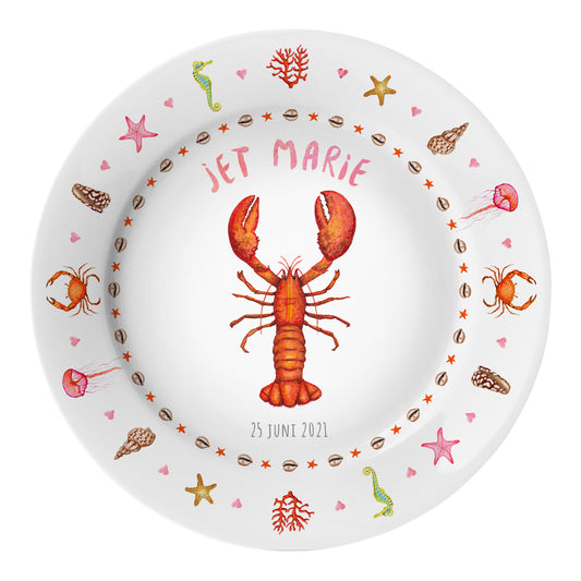 Children's dinner plate lobster with name