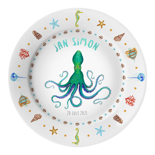 Geboortebordje oktopus met naam