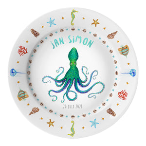Geboortebordje oktopus met naam