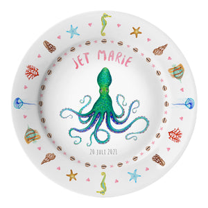 Children's dinner plate octopus with name
