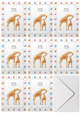 Lade das Bild in den Galerie-Viewer, 10 Grußkarten Baby Giraffe mit Umschlag
