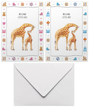Afbeelding in Gallery-weergave laden, 10 wenskaarten baby giraf met envelop
