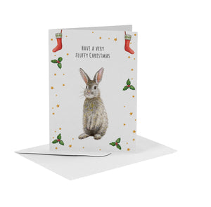 vrolijke kerstkaart met konijn
