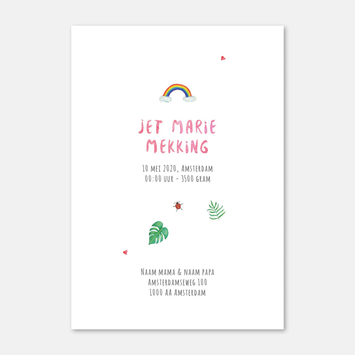 Birth announcement flamingo girl - sample