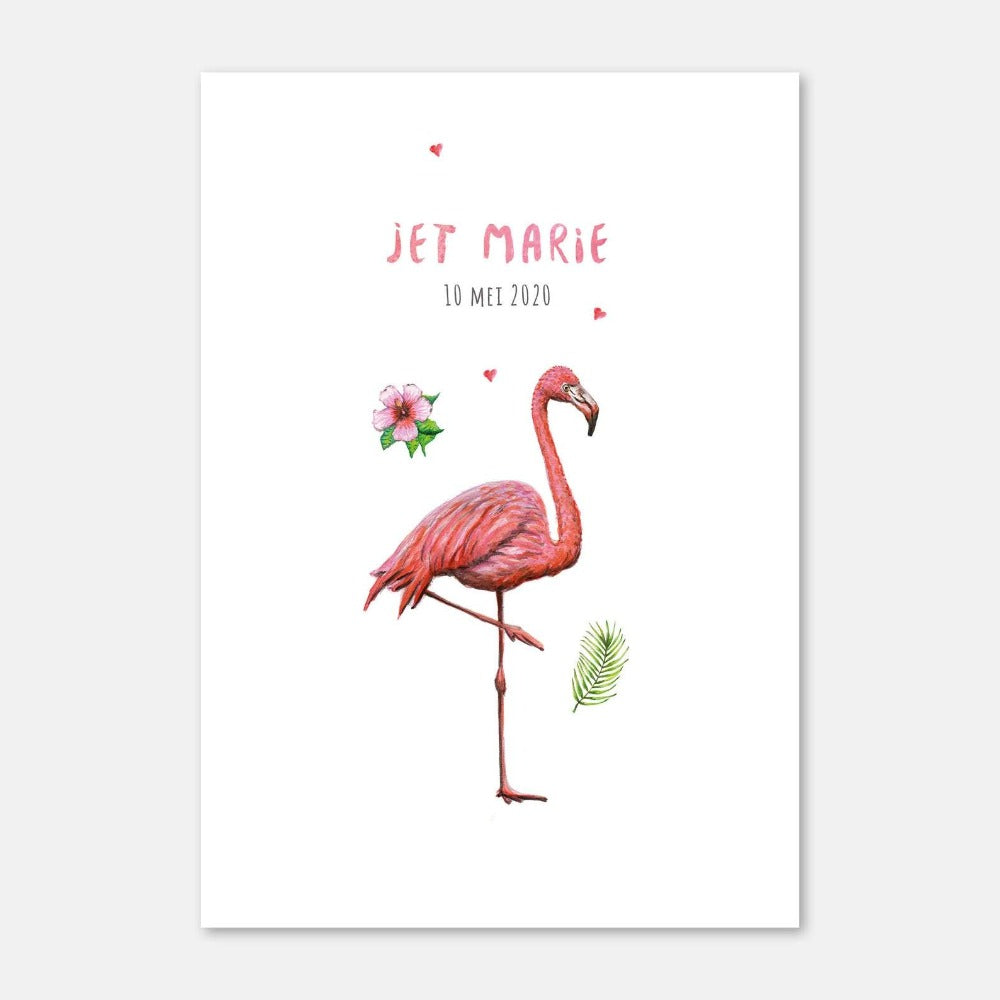 Birth announcement flamingo girl - sample