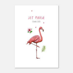 Birth announcement flamingo girl - sample
